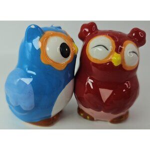 SALT & PEPPER SHAKERS Kitchen Kissing Owls Topsy Turvy Magnetic VTG